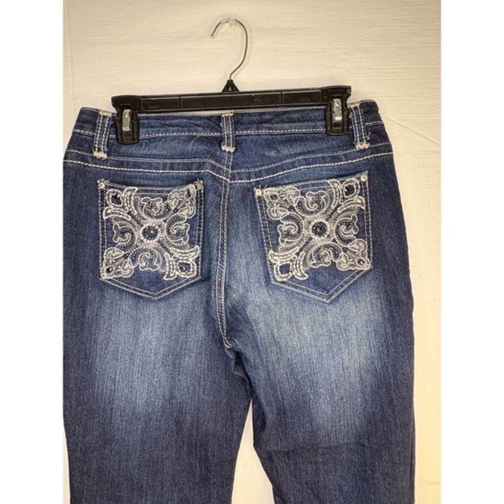 Nine West Jeans Womens 6 Dark Wash Embroidered Beaded Bootcut Denim Pants - Picture 6 of 11